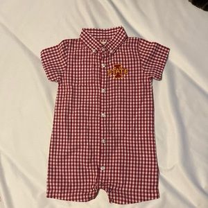 Iowa State collared button down romper